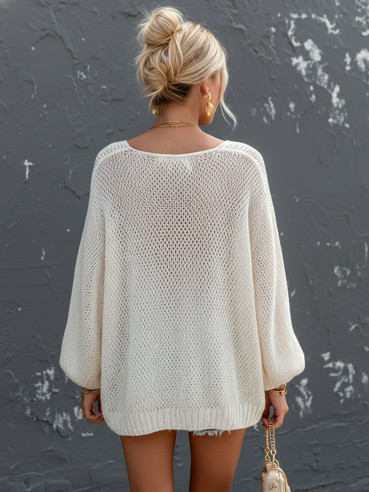 Daisy | Crochet Knit Scoop-Neck Sweater Top
