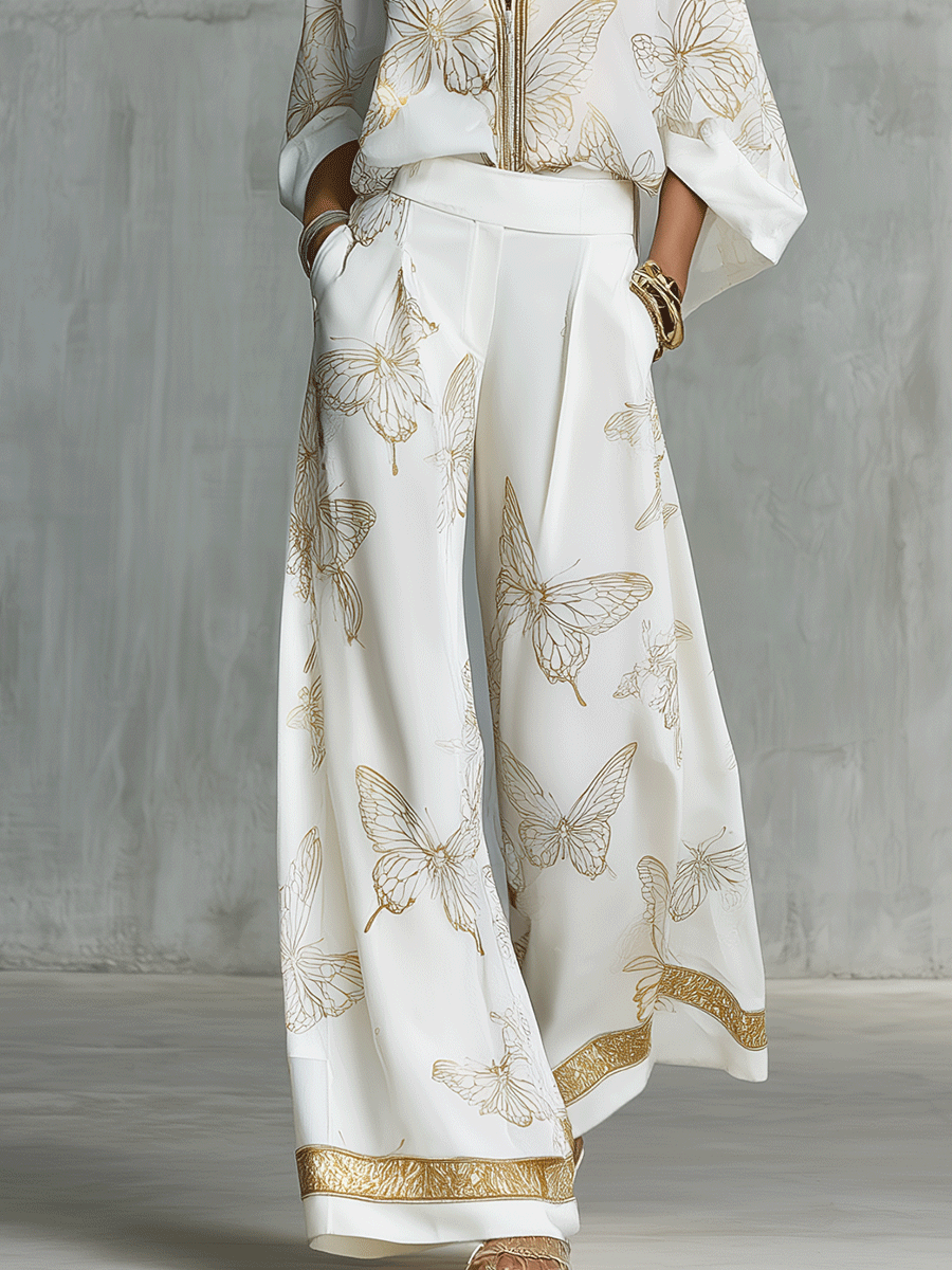 Adriana | Butterfly Print Wide-Leg Co-ord Set