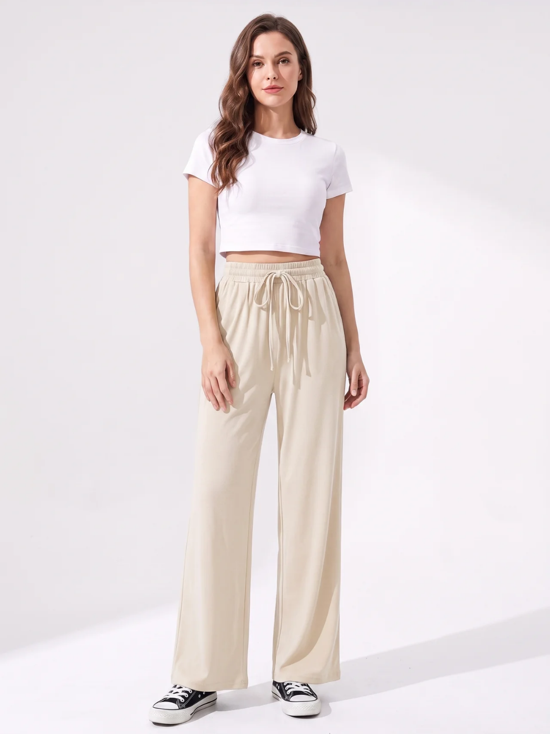 Emily | Drawstring High Waist Wide-Leg Trousers