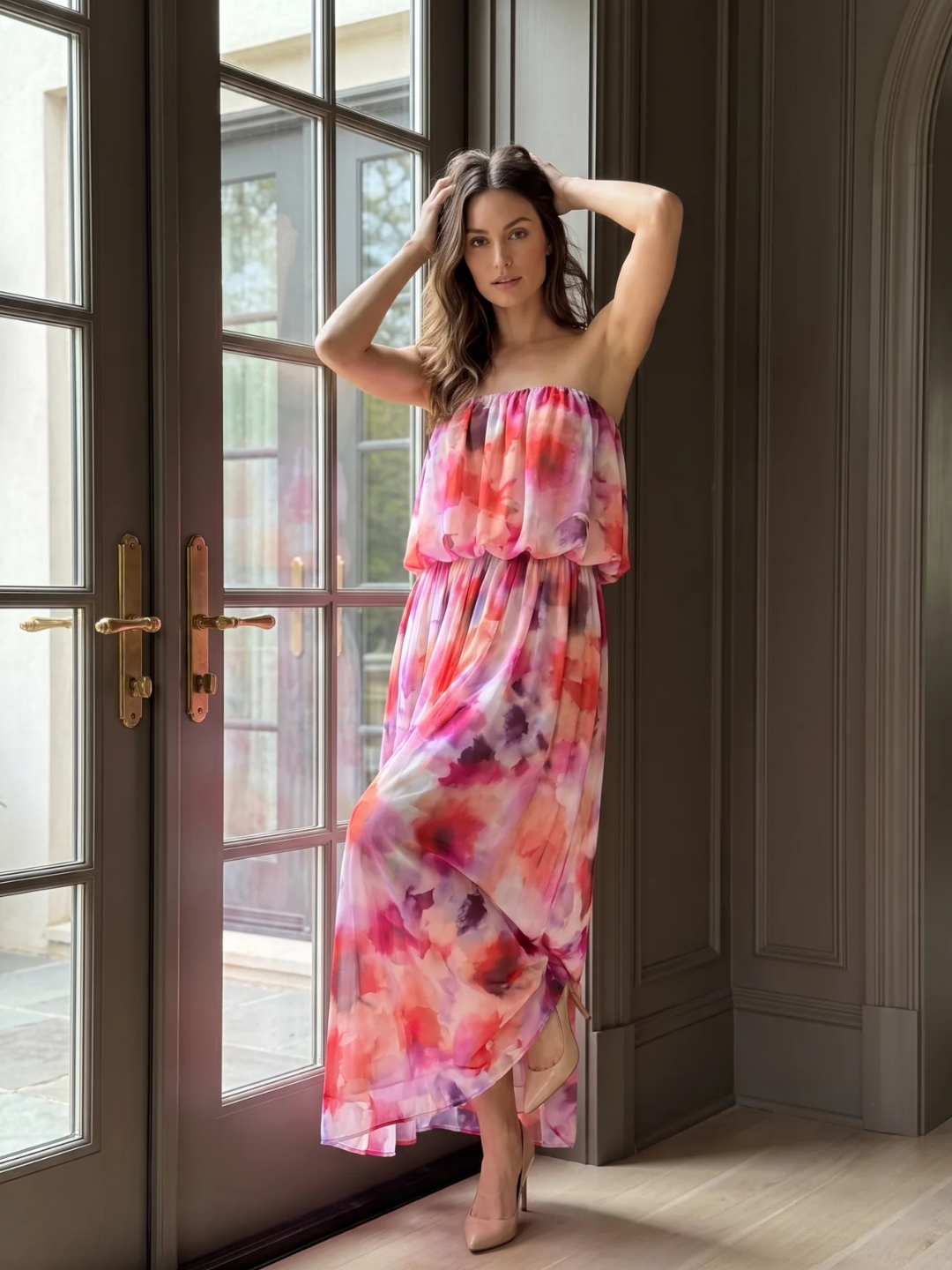 Amelia | Strapless Blouson Tiered Maxi Dress