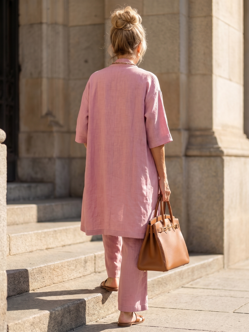 Delaney | Linen Tank Wide-Leg Pant Kimono 3-Piece Co-ord Set