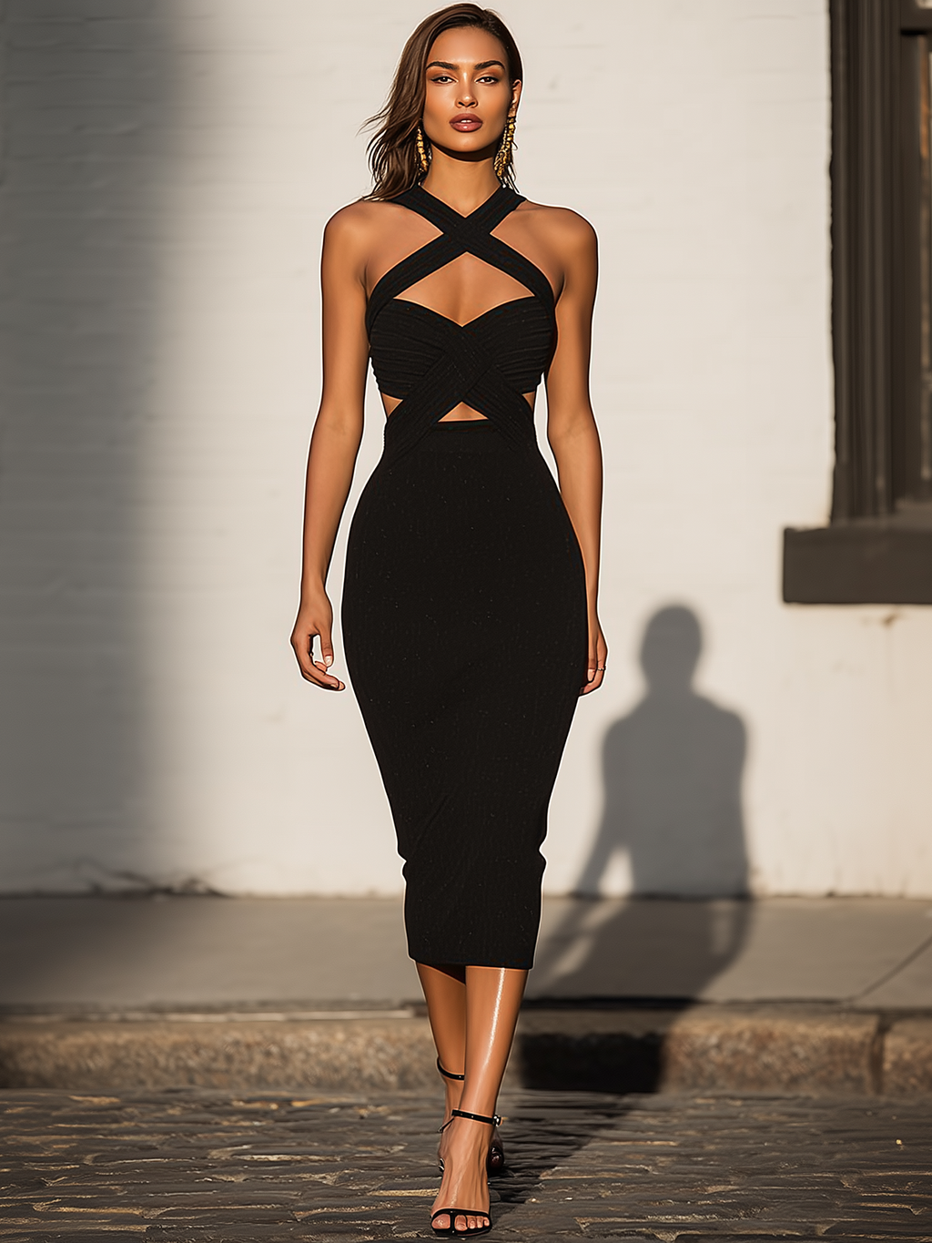 Jade | Crisscross Cutout Bodycon Midi Dress