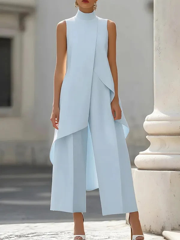 Adelina | Draped Mock-Neck Vest Wide-Leg Co-ord Set