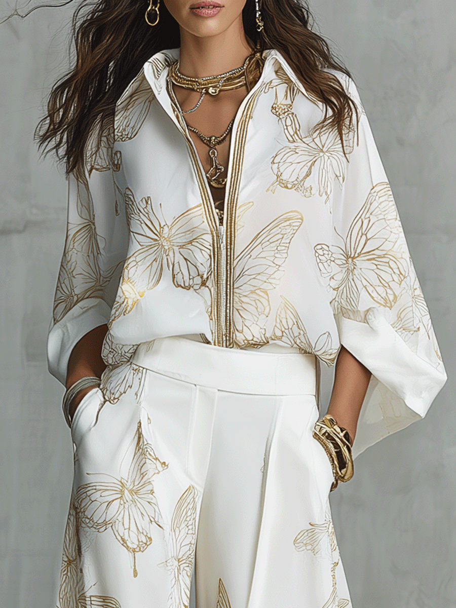 Adriana | Butterfly Print Wide-Leg Co-ord Set