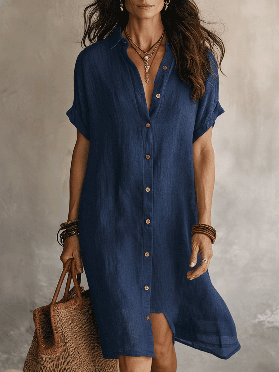 Demi | Button-Up Linen Shirt Dress