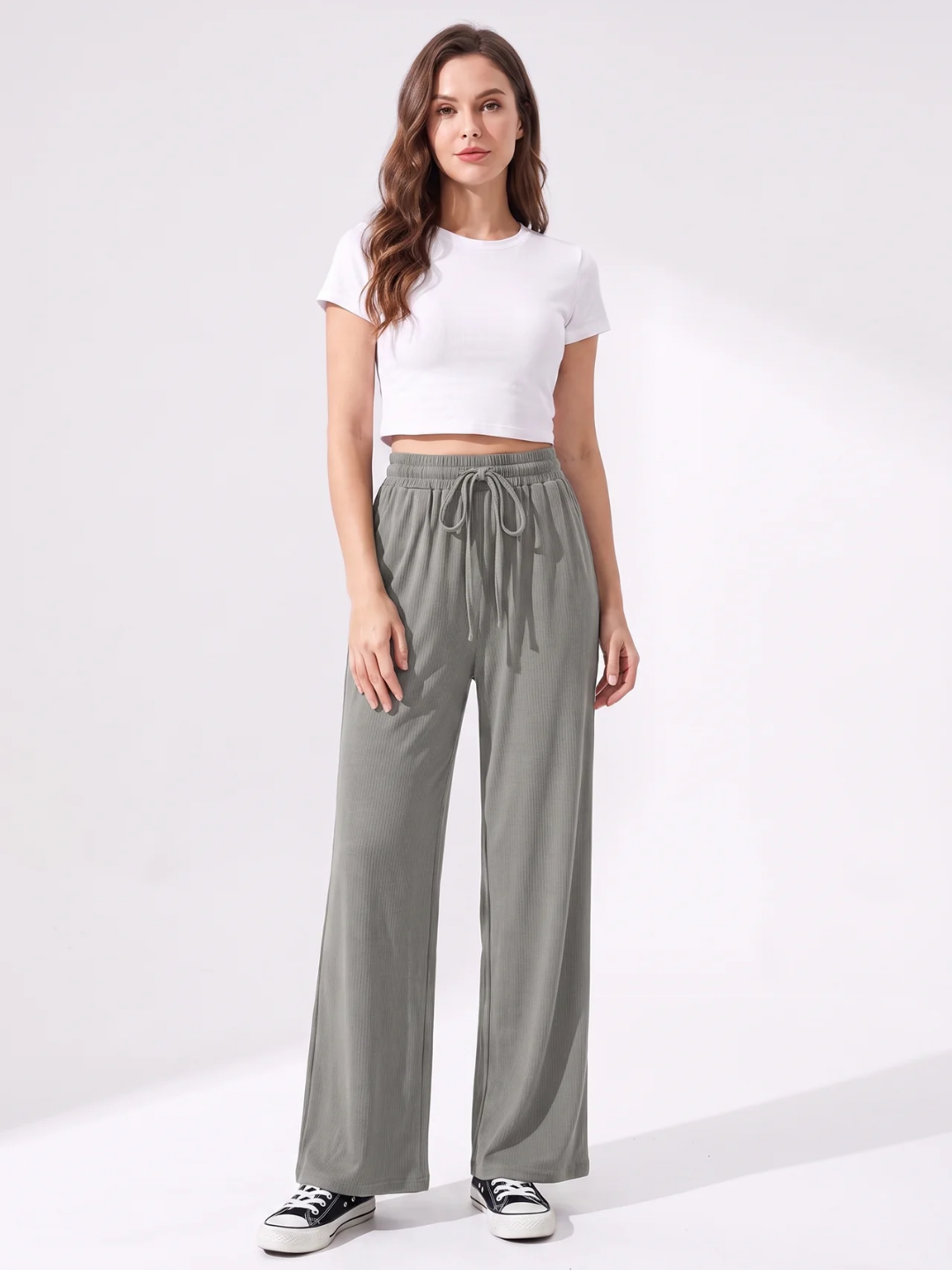 Emily | Drawstring High Waist Wide-Leg Trousers