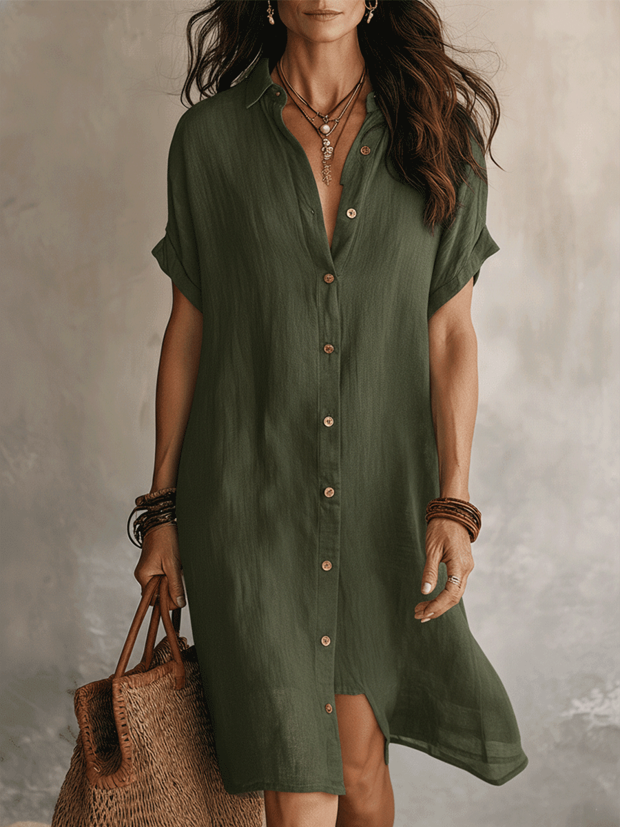 Demi | Button-Up Linen Shirt Dress