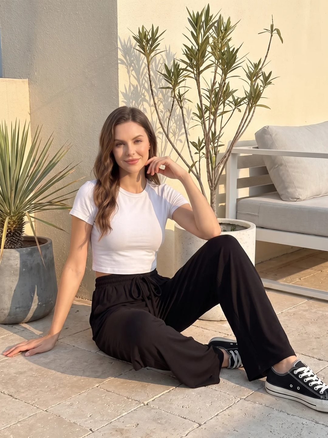 Emily | Drawstring High Waist Wide-Leg Trousers