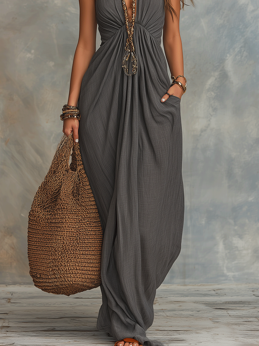Sloane | Plunge Halter Maxi Dress