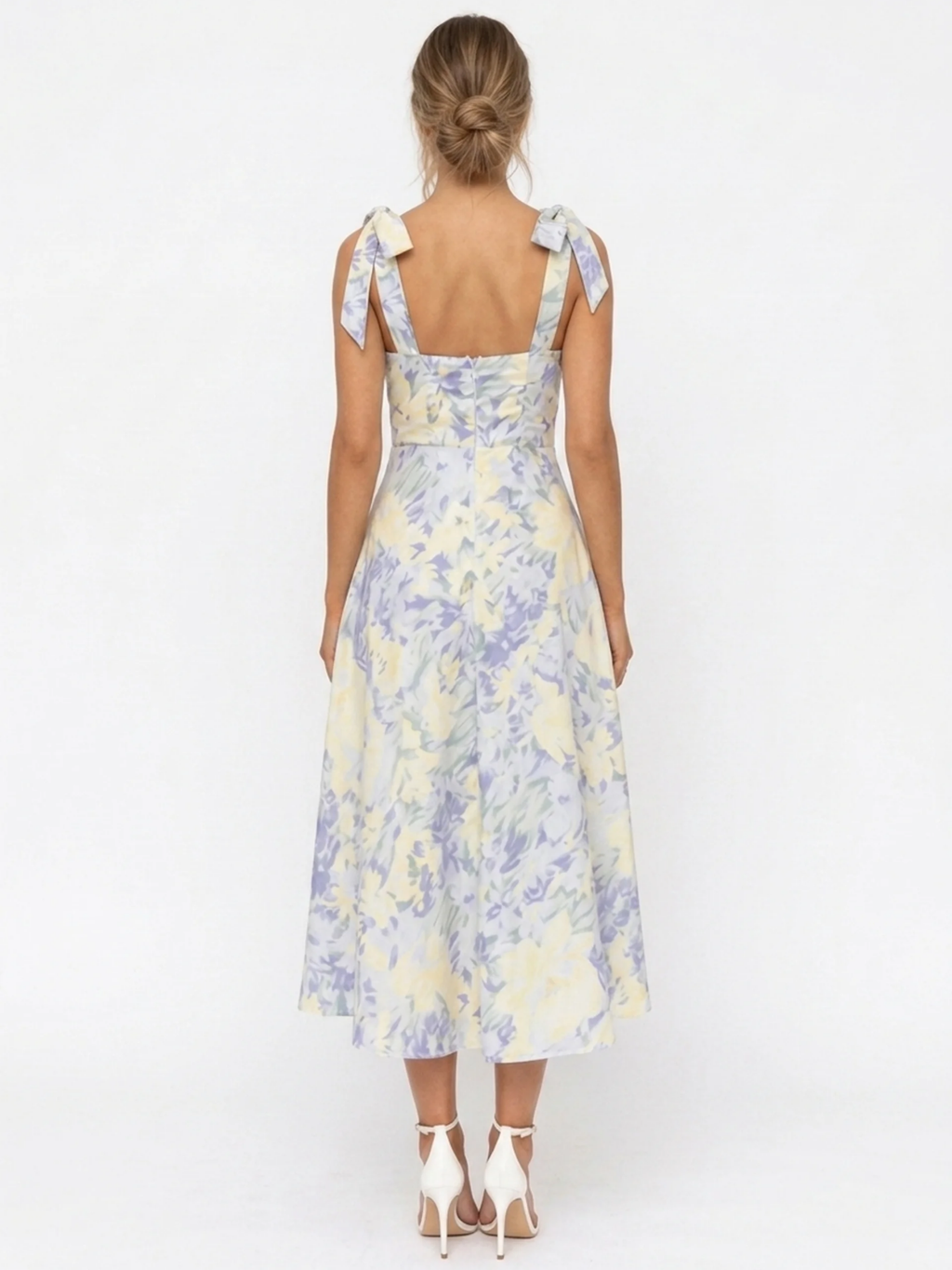 NELLIE Women's Floral Tie-Strap Ruched Bodice Maxi Dress