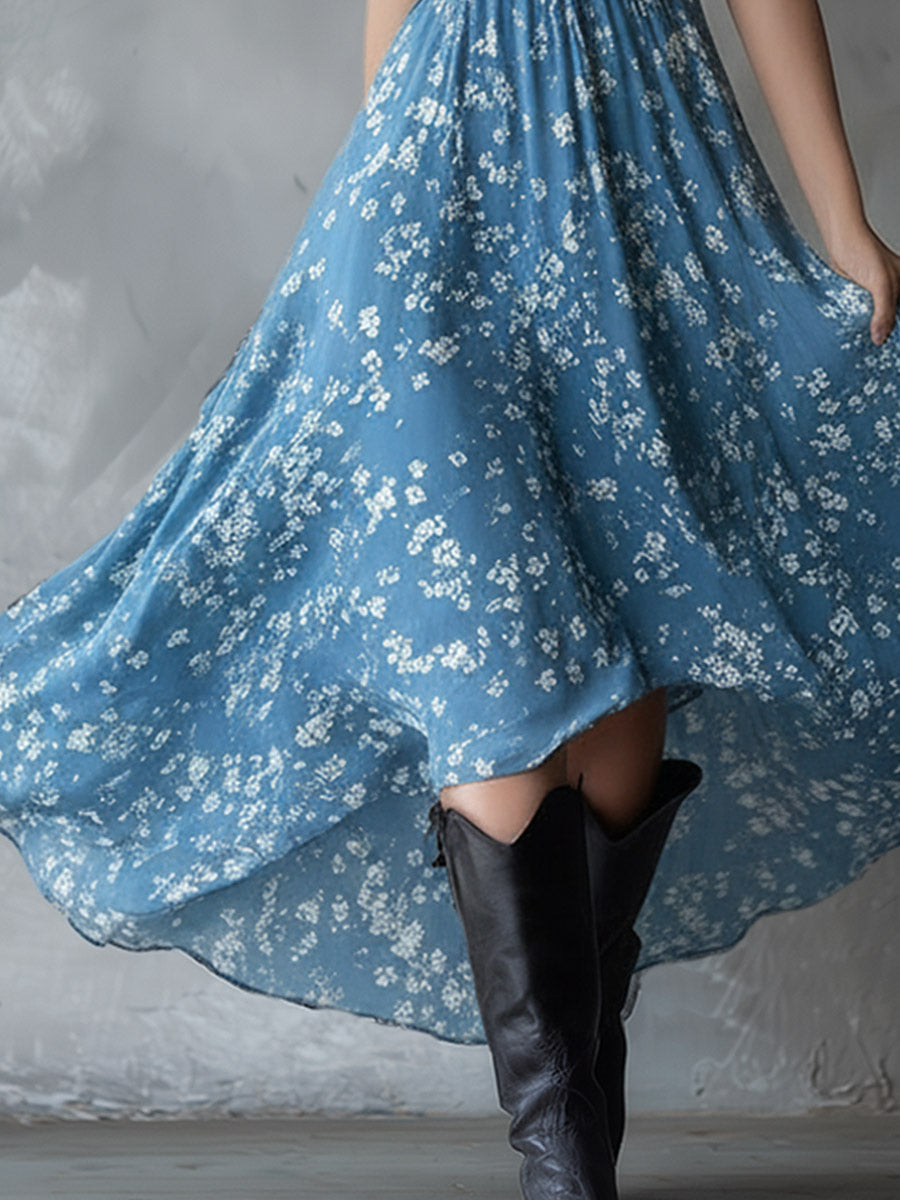 Melissa | Floral Chiffon Halter Maxi Dress