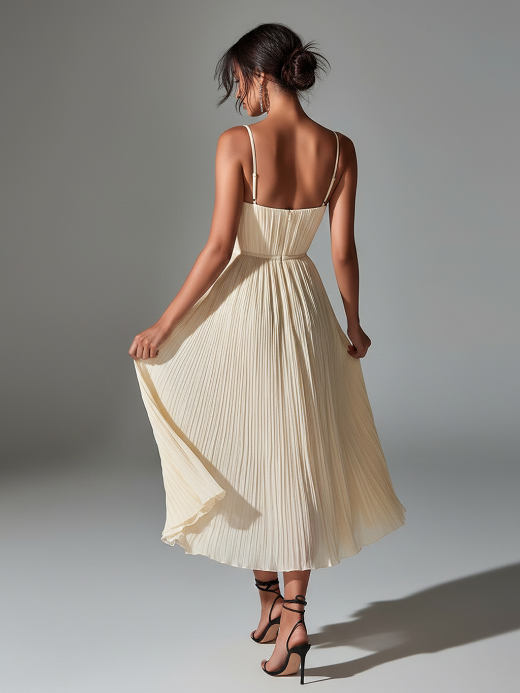 Stella | Pleated Chiffon Corset High-Slit Maxi Dress
