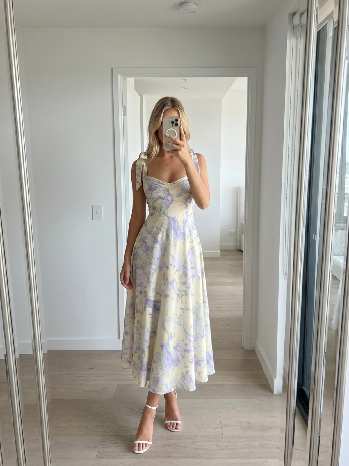 NELLIE Women's Floral Tie-Strap Ruched Bodice Maxi Dress