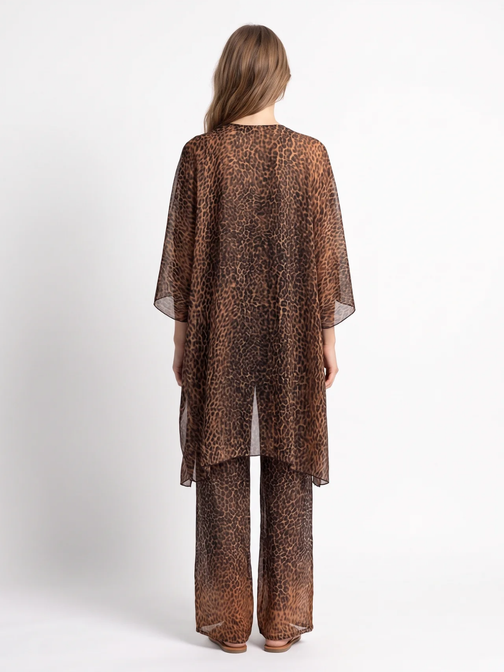 Avery | Leopard Print Kimono Wide-Leg Two-Piece Set