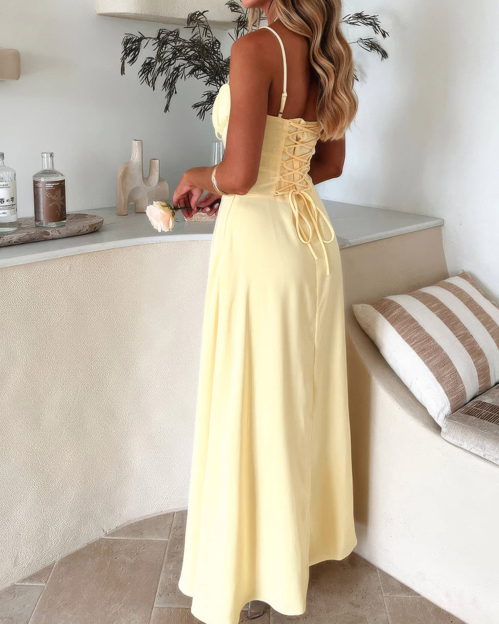 Ava | Linen Corset Maxi Dress