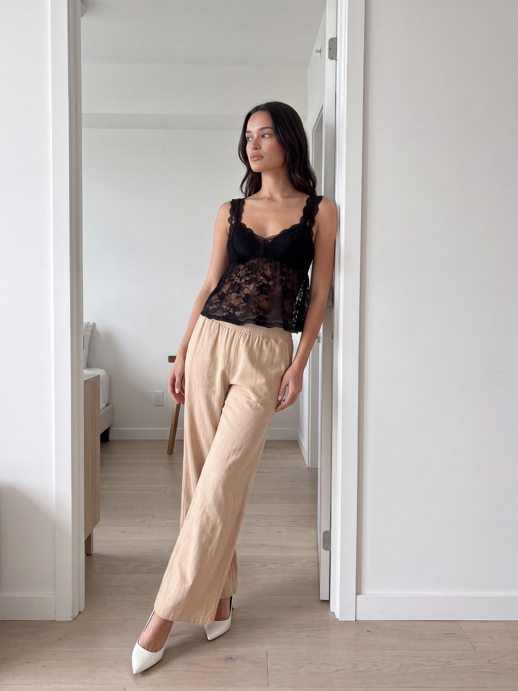 JOCELYN Women's High Waist Wide Leg Cotton Linen Trousers