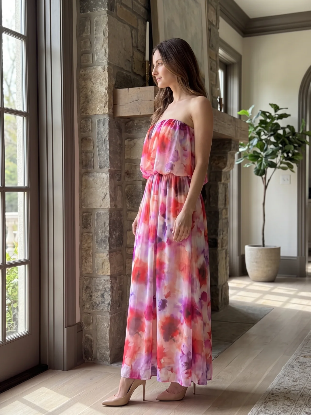 Amelia | Strapless Blouson Tiered Maxi Dress
