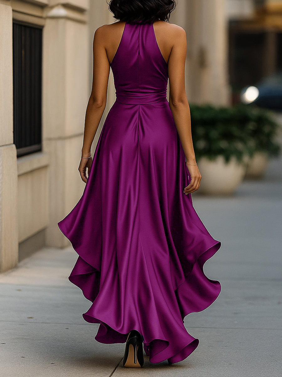 Mia | Halter Wrap High-Low Maxi Dress