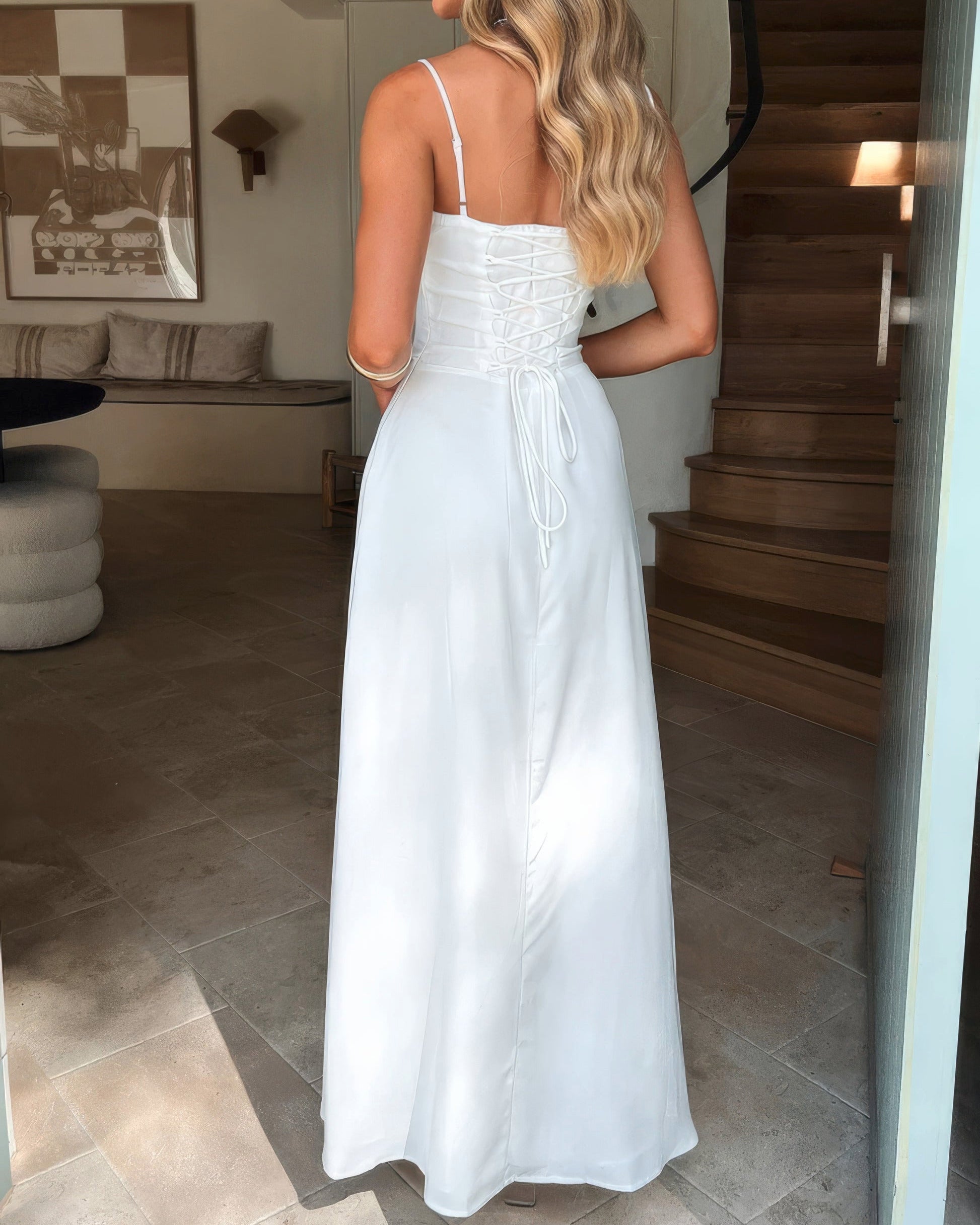 Ava | Linen Corset Maxi Dress