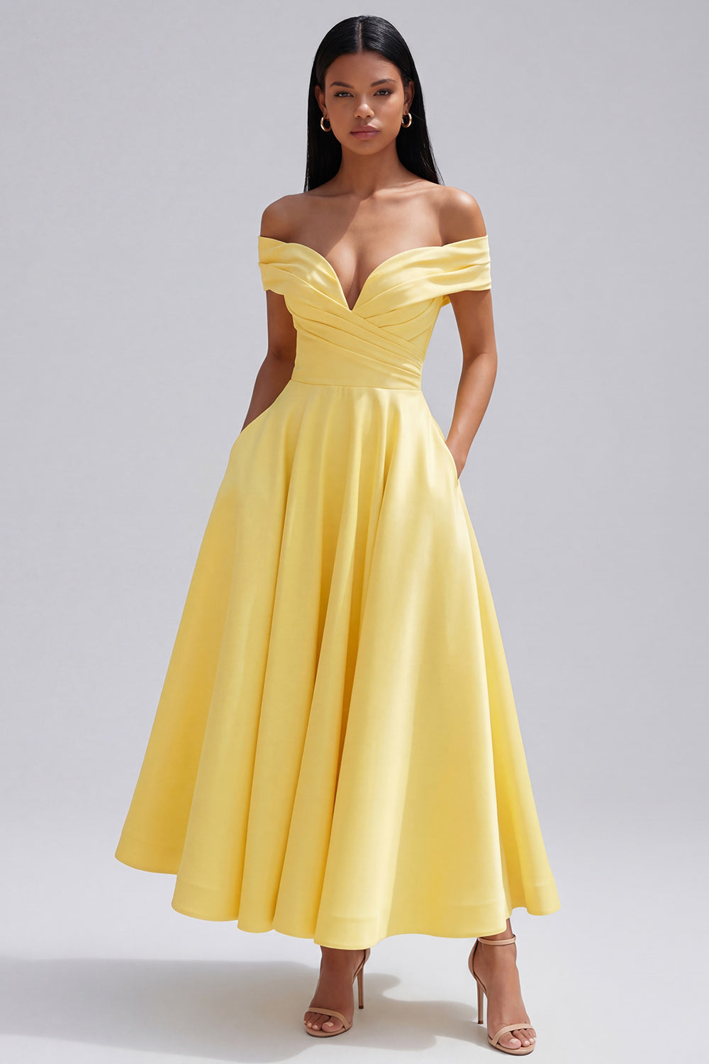 Indi | Off-Shoulder A-Line Midi Dress