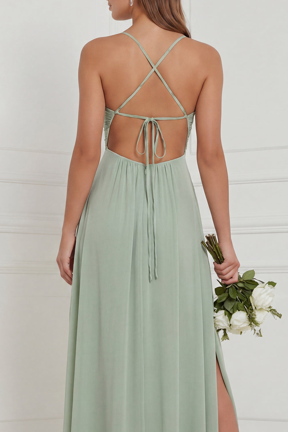 Nova | Chiffon Ruched High-Slit Maxi Dress
