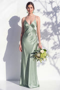 Maren | Satin V-Neck Slip Maxi Dress