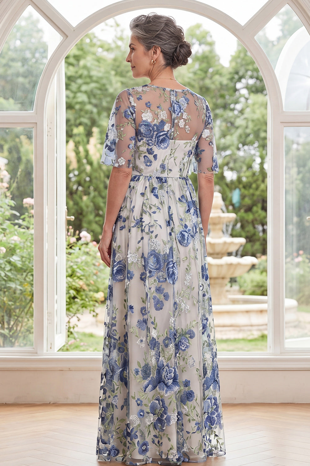 Cosima | Floral Embroidered High-Slit Maxi Dress