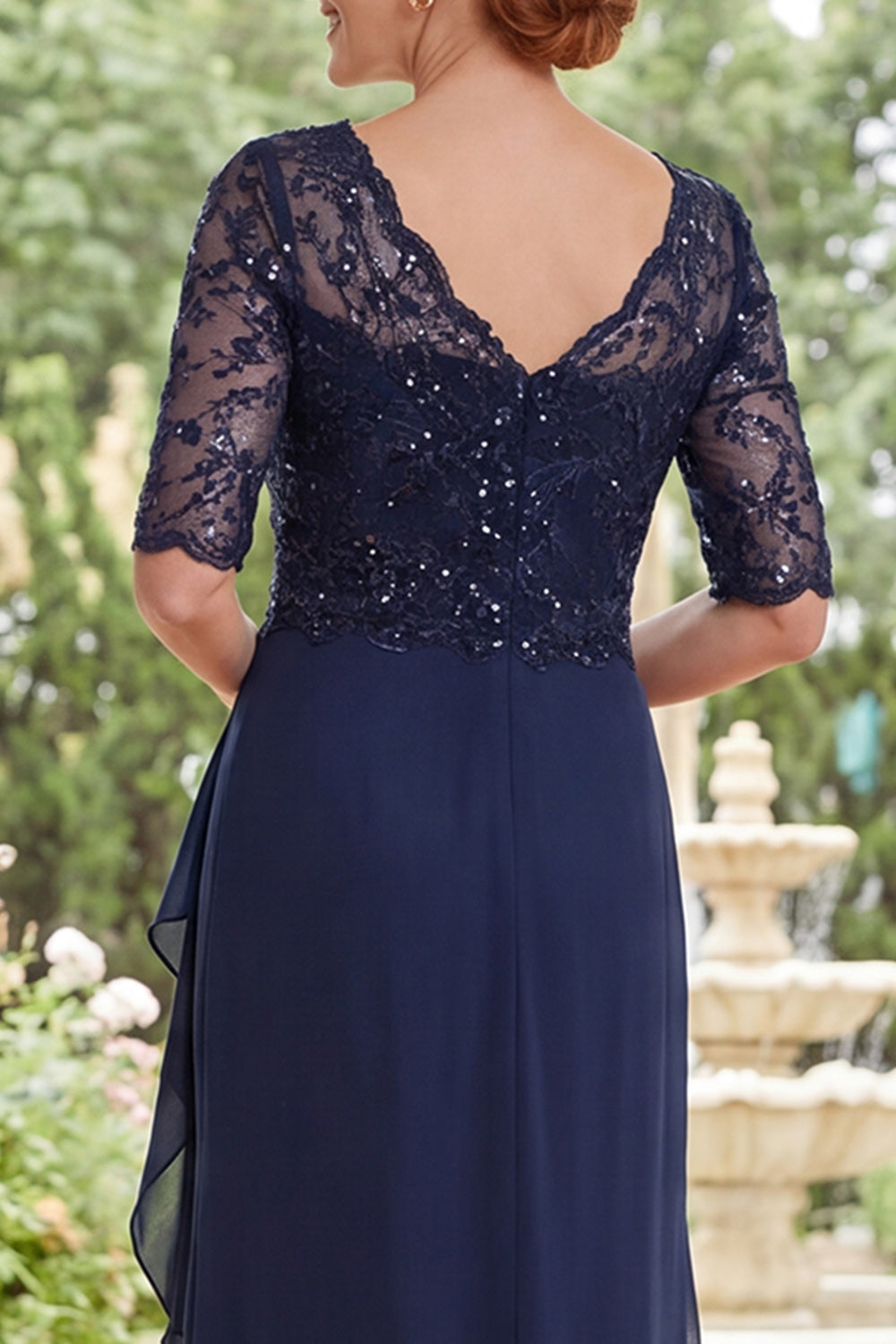 Vada | Sequin Lace Chiffon V-Neck Maxi Dress