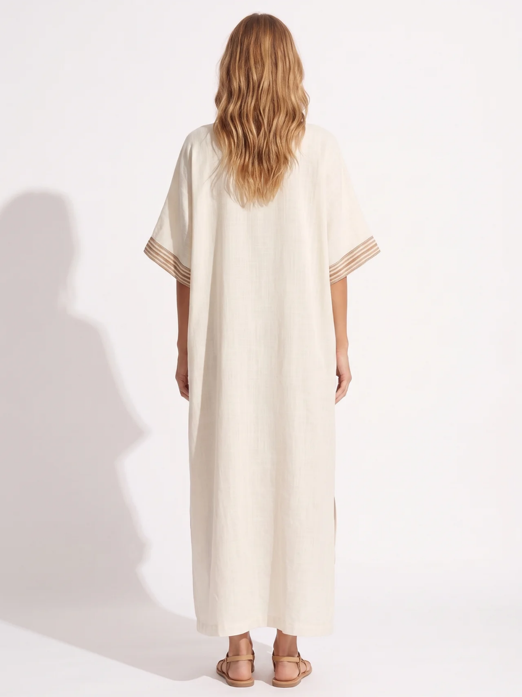 Zoey | Contrast Trim V-Neck Kaftan Maxi Dress