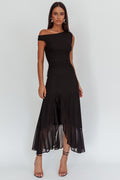 Anouk | Off-Shoulder Ruched Mesh Midi Dress