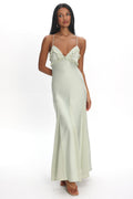 Vera | Satin Ruffle V-Neck Slip Maxi Dress