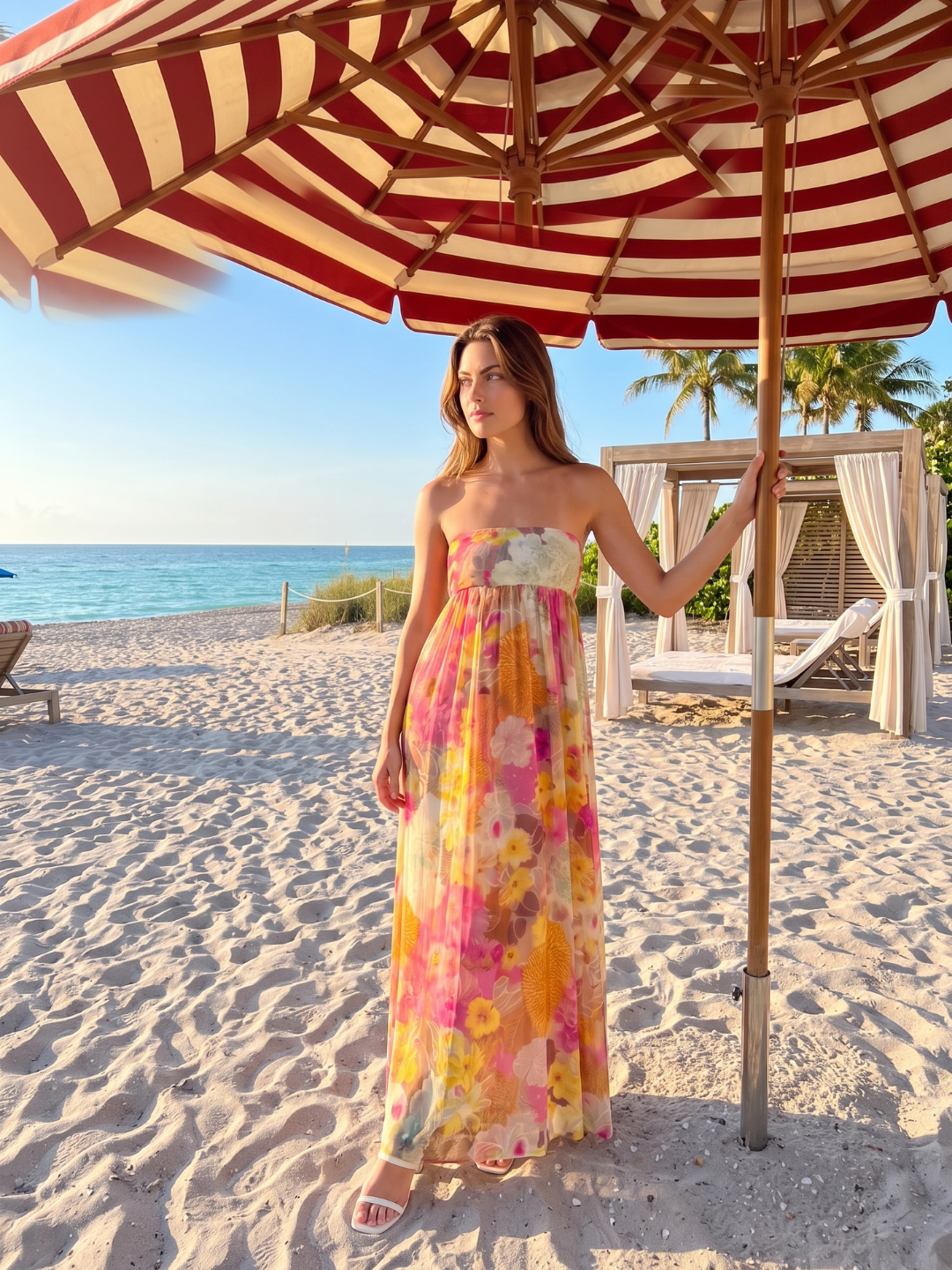 Delilah | Floral Strapless Bandeau Empire Waist Maxi Dress