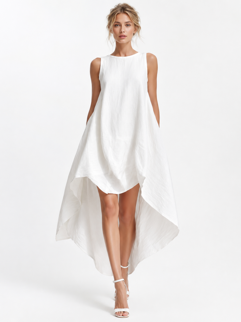 HENLEY Women's Sleeveless High-Low Midi Dress