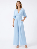 ORIANA Women's V-Neck Wide Leg Jumpsuit