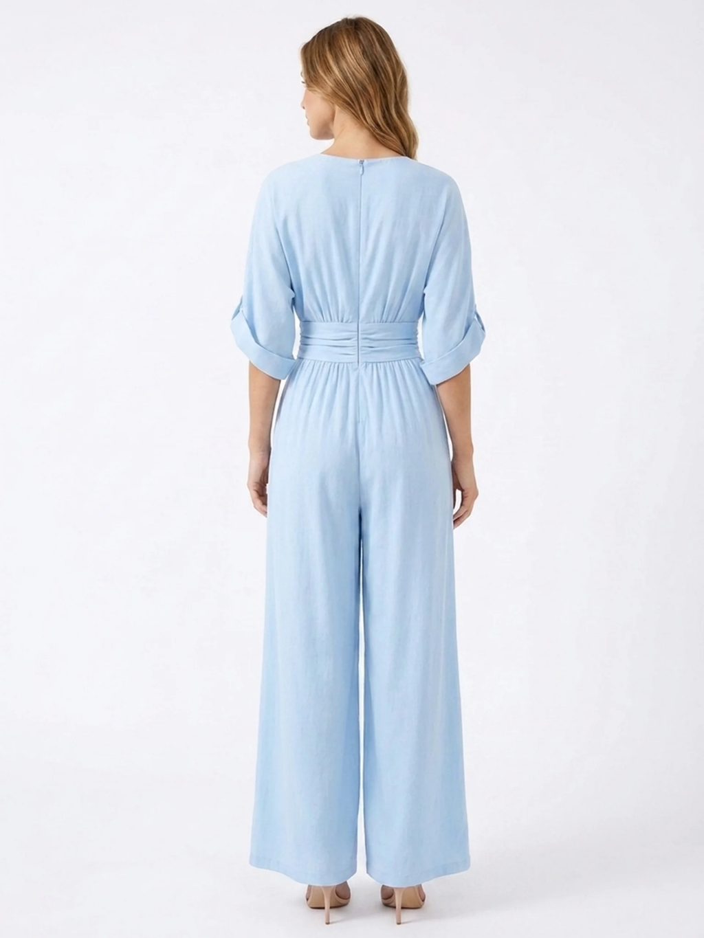 ORIANA Women's V-Neck Wide Leg Jumpsuit