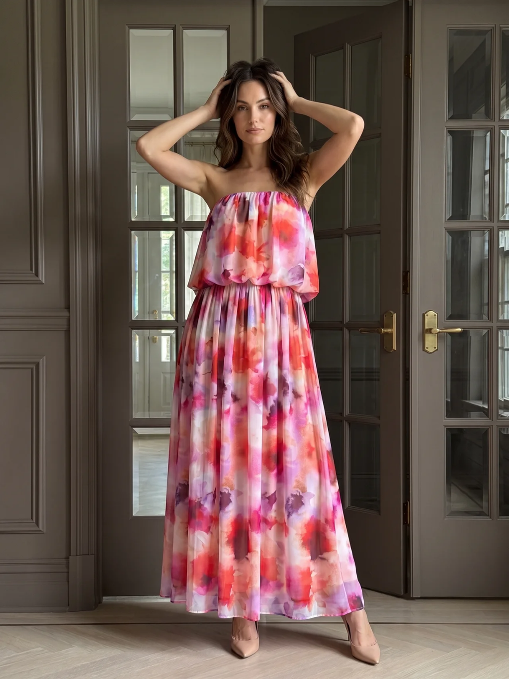 Amelia | Strapless Blouson Tiered Maxi Dress