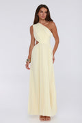 Jenna | One-Shoulder Cutout Pleated Maxi Dress