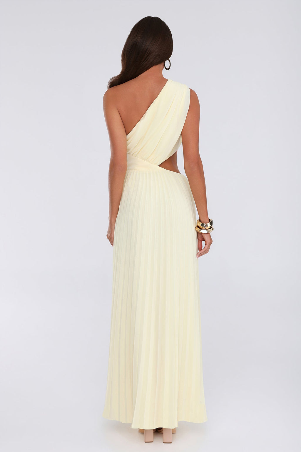 Jenna | One-Shoulder Cutout Pleated Maxi Dress
