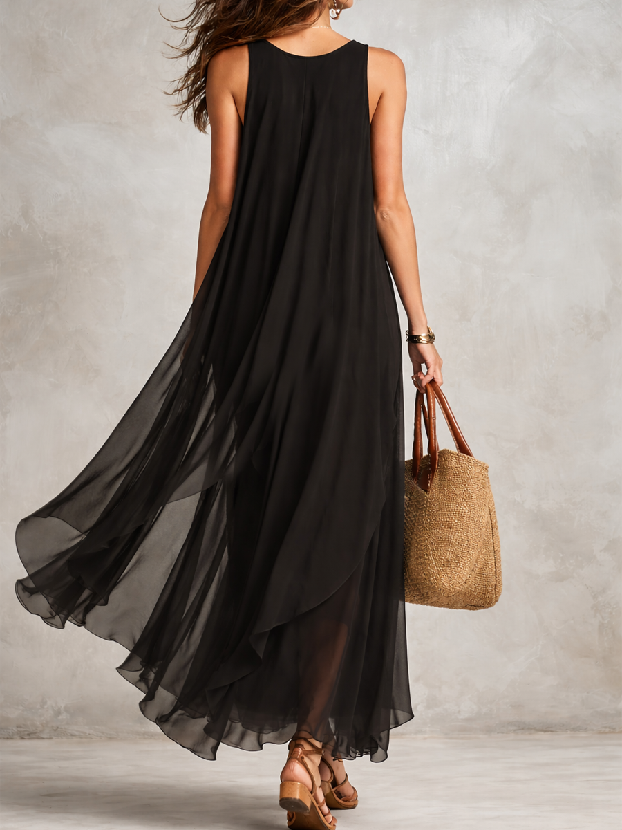 Goldie | Tiered Ruffle Chiffon Maxi Dress