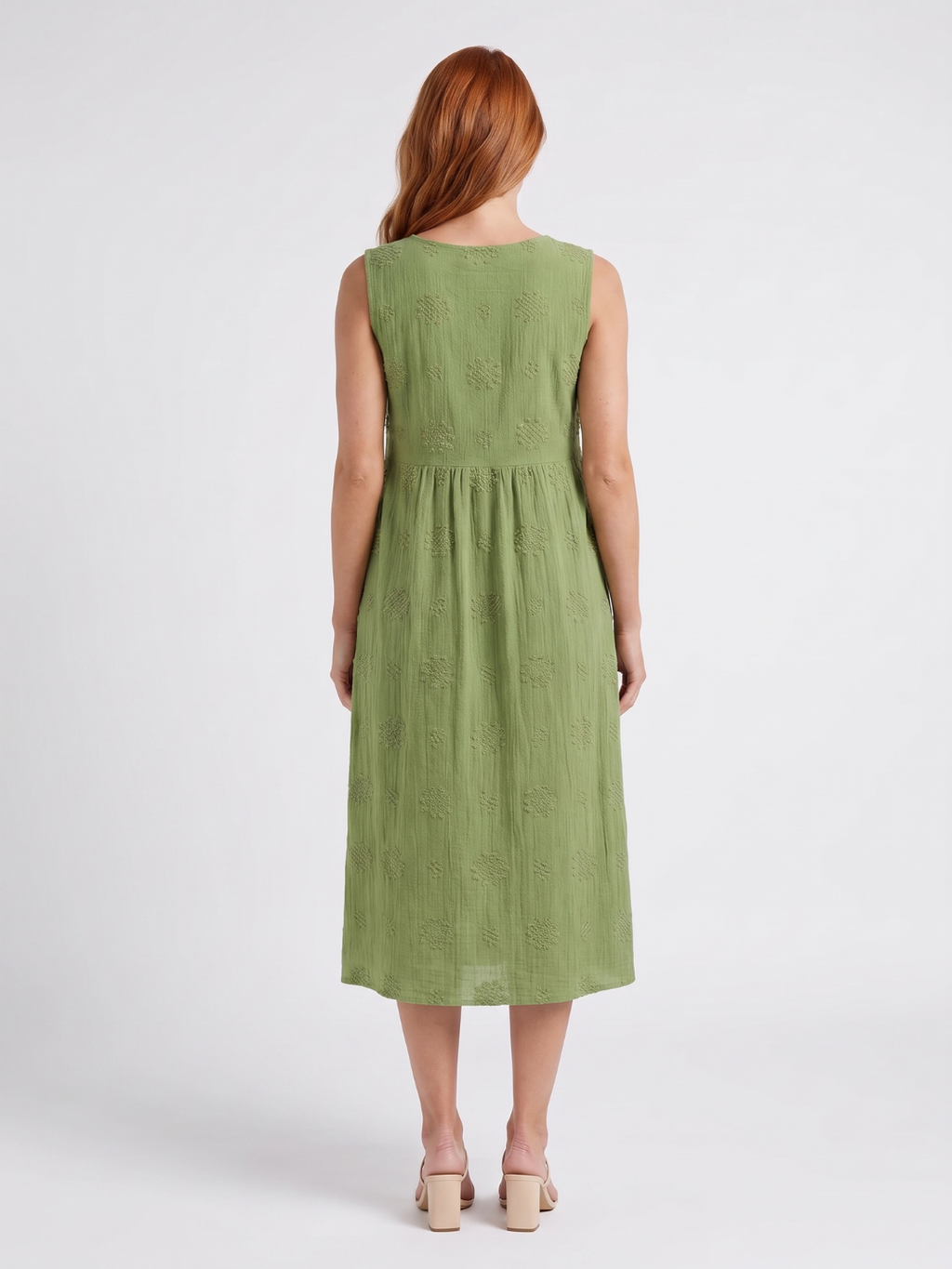 Ariana | Embroidered Round Neck A-Line Midi Dress