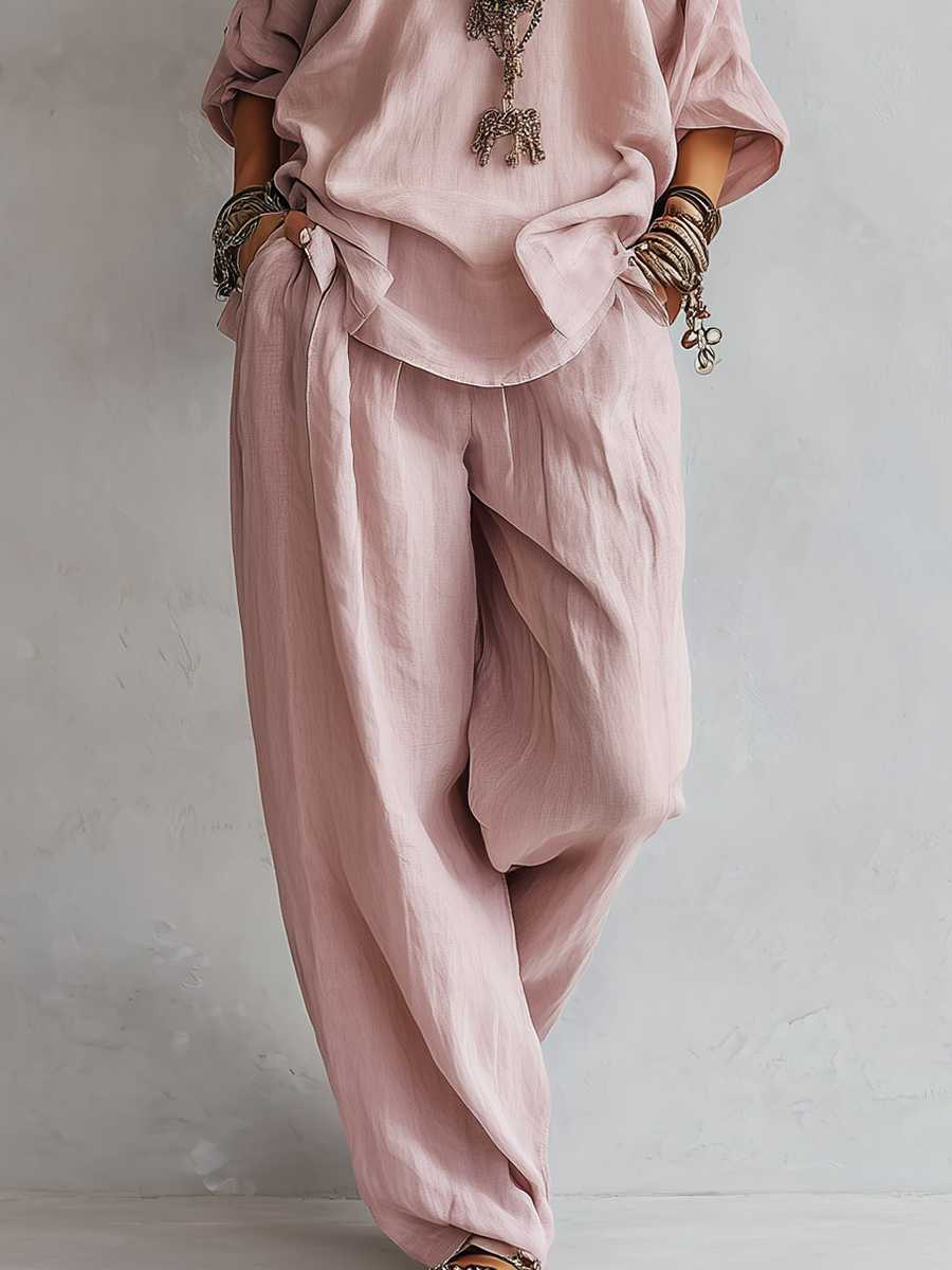 Wynne | Off-Shoulder Linen Wide-Leg Co-ord Set