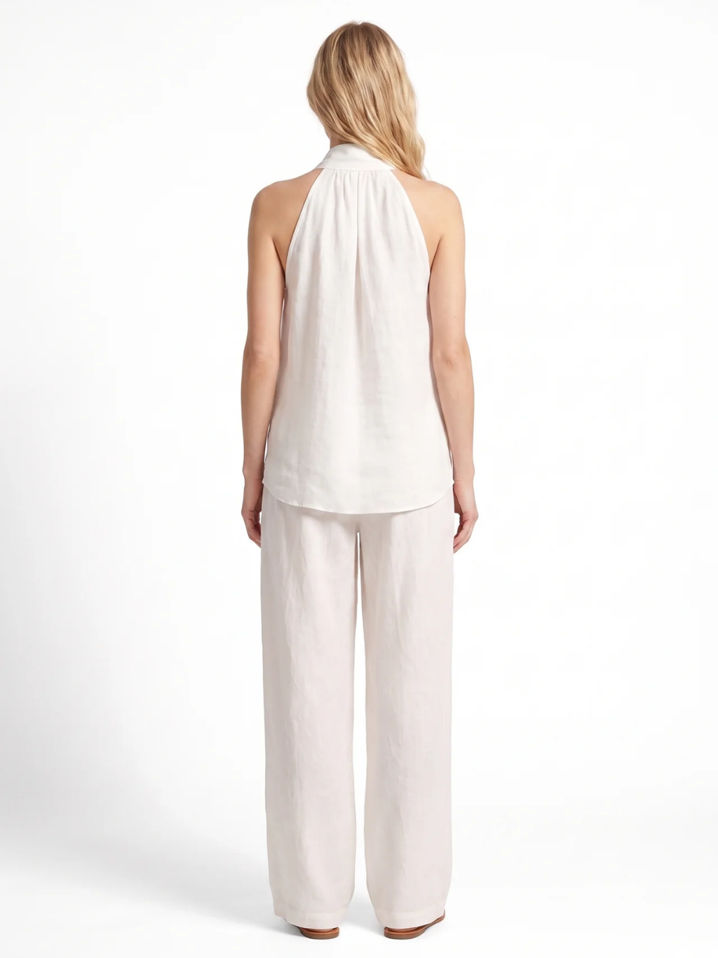 Leah | Halter V-Neck Wide-Leg Two-Piece Set