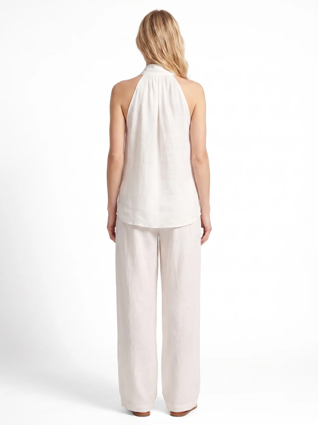 Leah | Halter V-Neck Wide-Leg Two-Piece Set