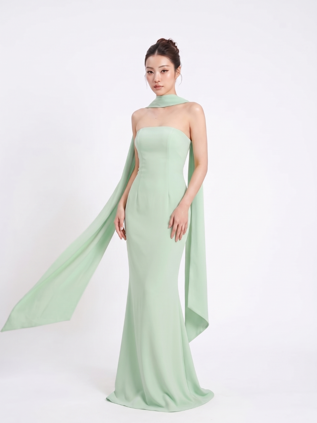JOELLE Women's Strapless One-Shoulder Sash Maxi Dress