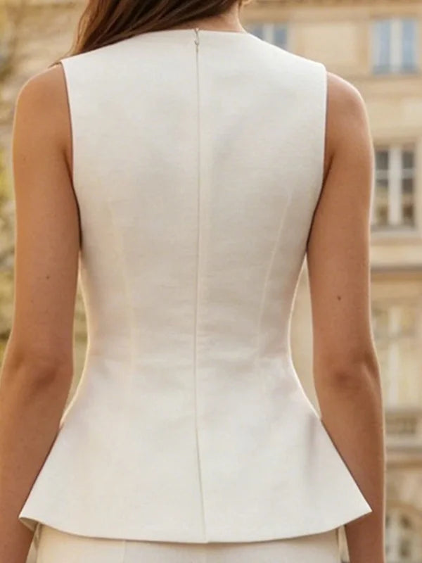 Celine | Asymmetric Button Vest Wide-Leg Co-ord Set