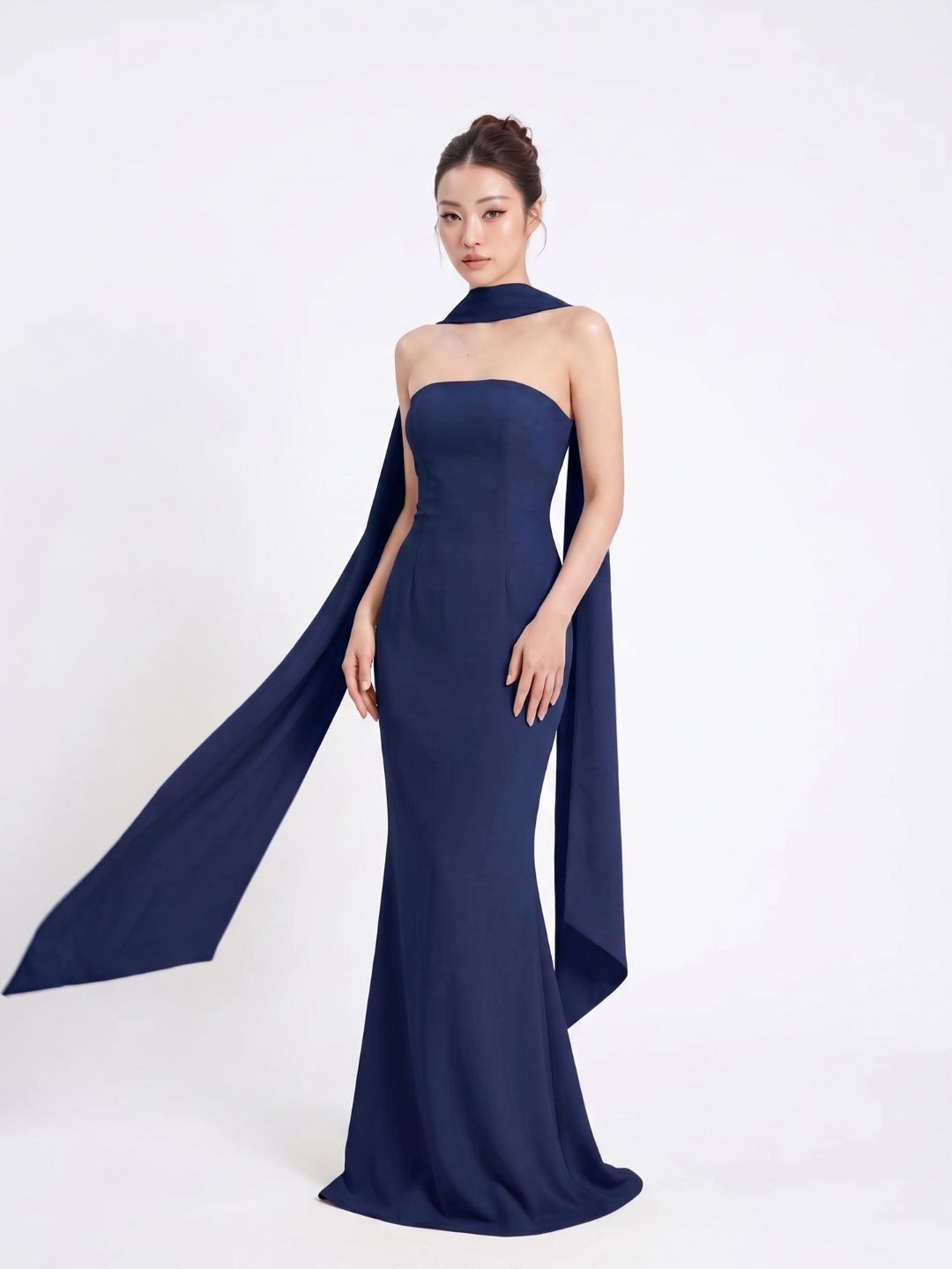 JOELLE Women's Strapless One-Shoulder Sash Maxi Dress