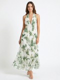 BEXLEY Women's Botanical Halter Neck Chiffon Midi Dress