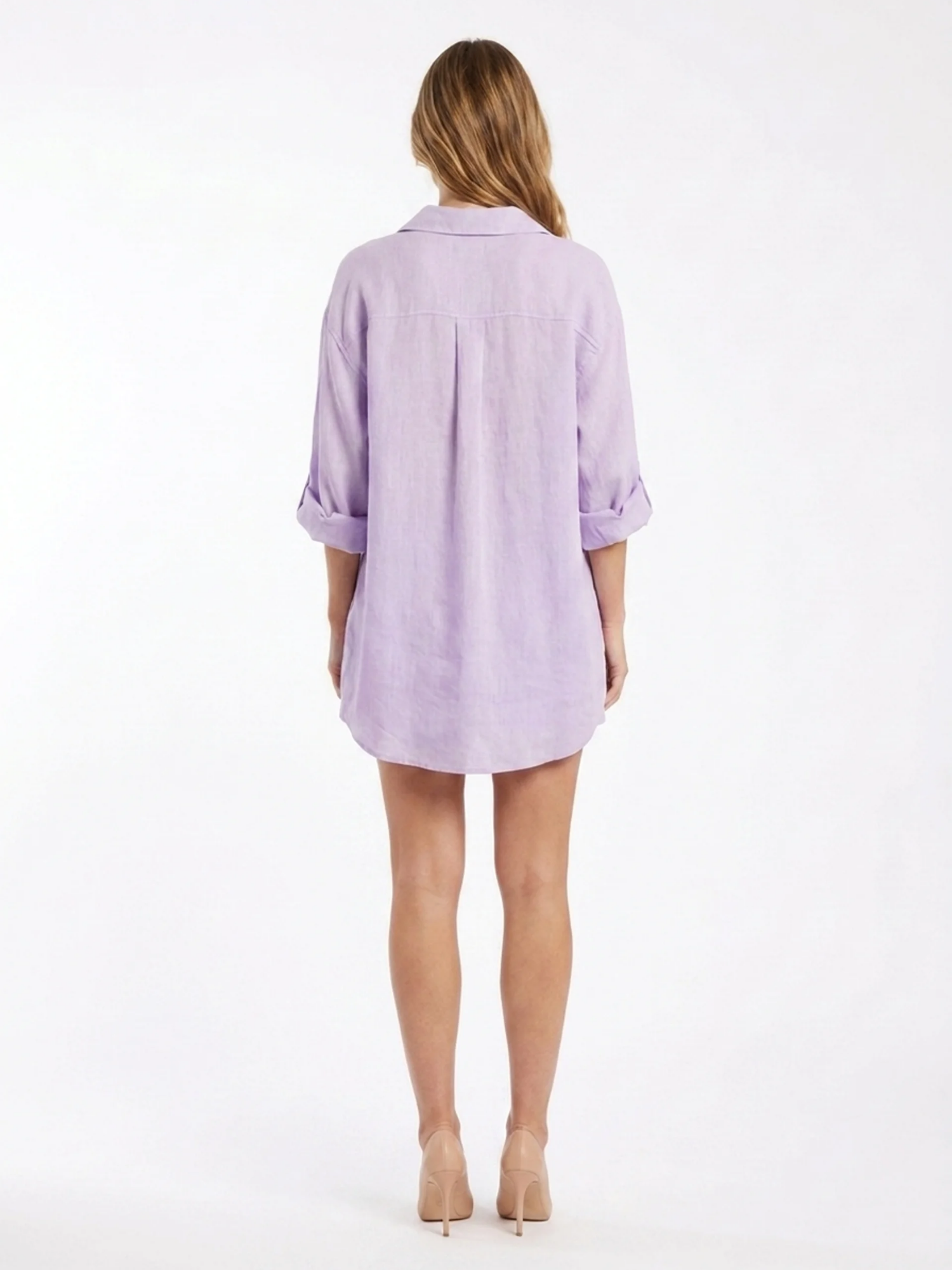 PERPETUA Women's Oversized Linen Shirt and Shorts Set