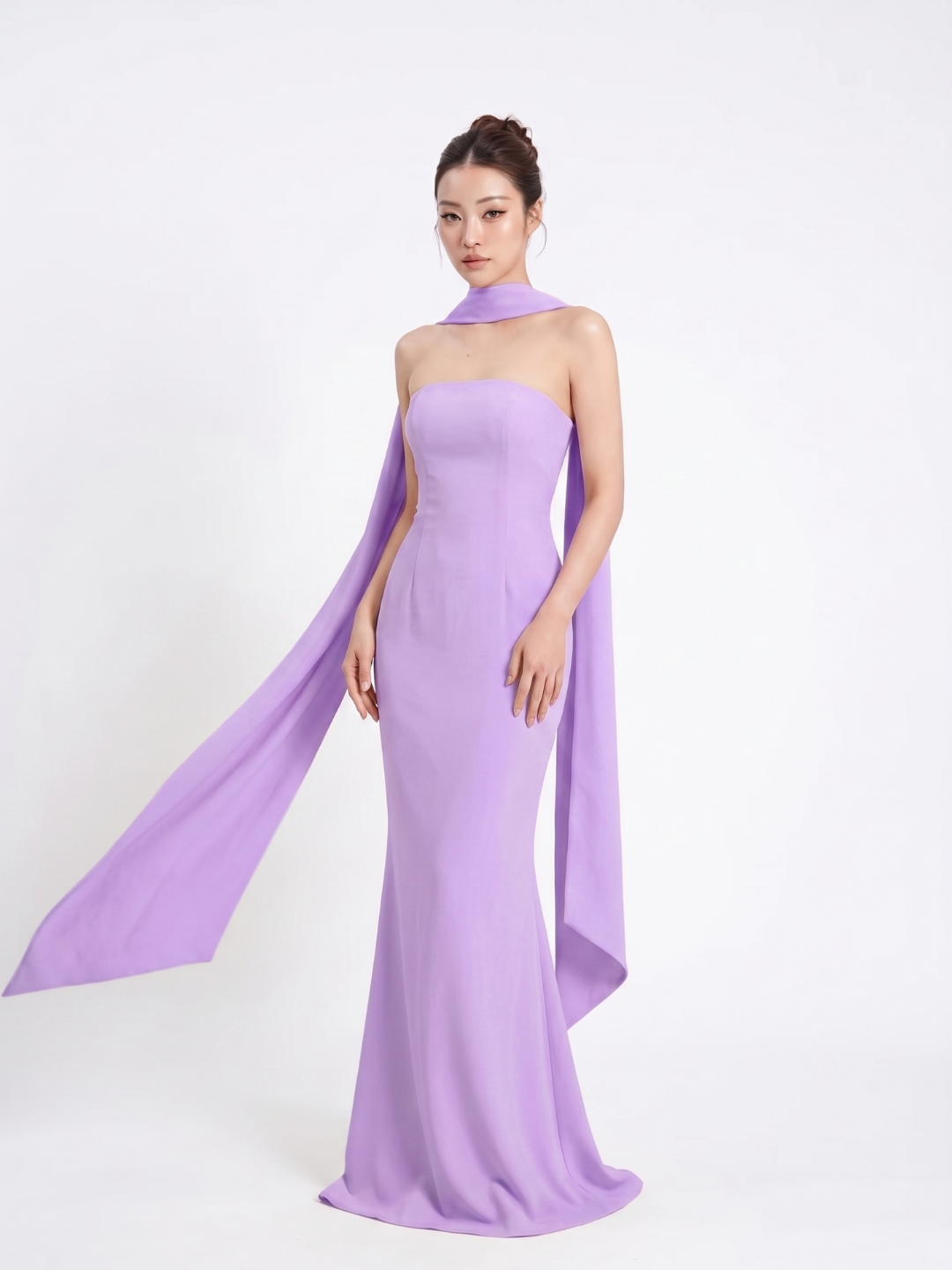 JOELLE Women's Strapless One-Shoulder Sash Maxi Dress