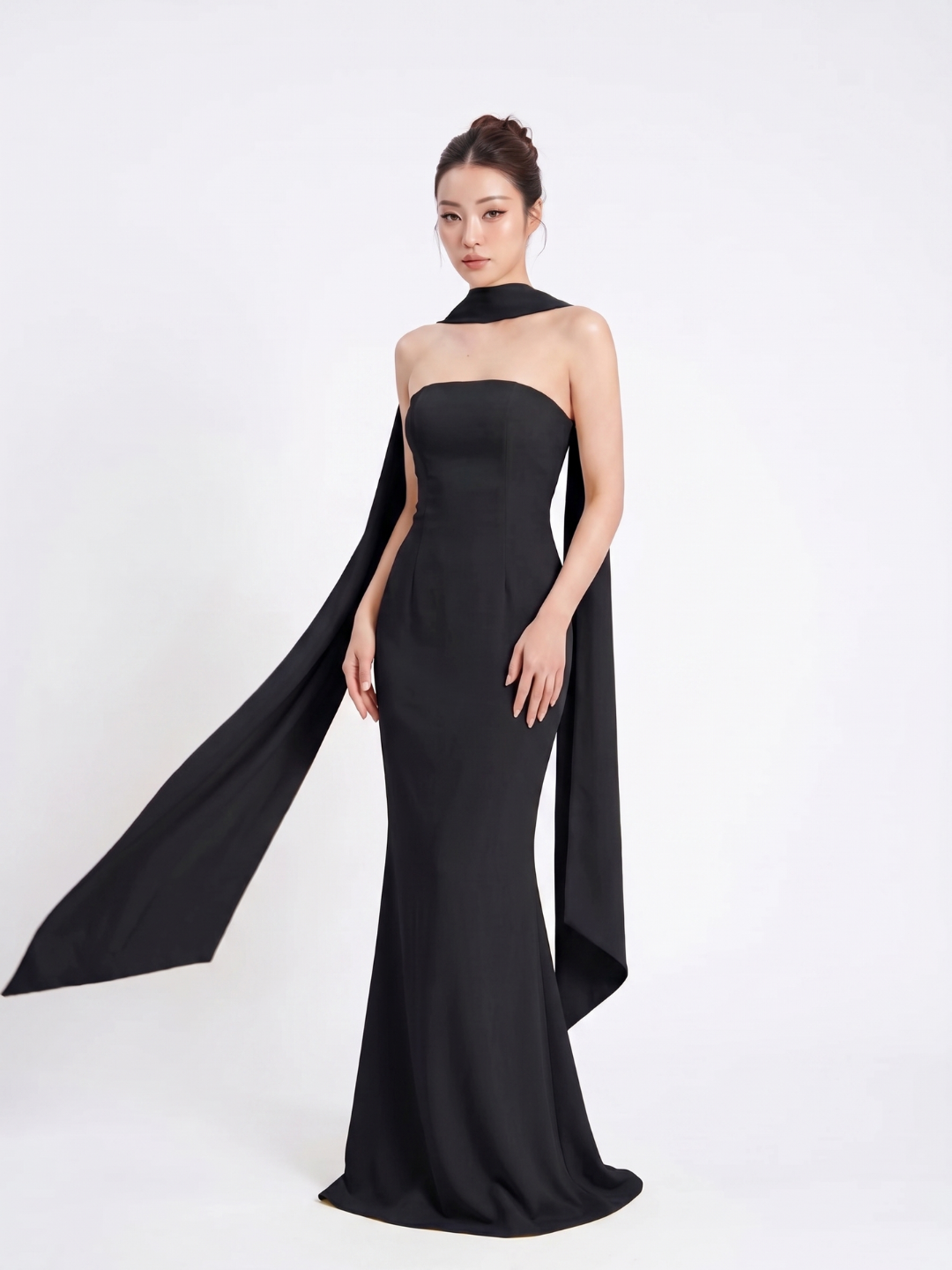 JOELLE Women's Strapless One-Shoulder Sash Maxi Dress